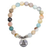 braccialetto mala in pietra amazzonite con ciondolo buddha elasticizzato