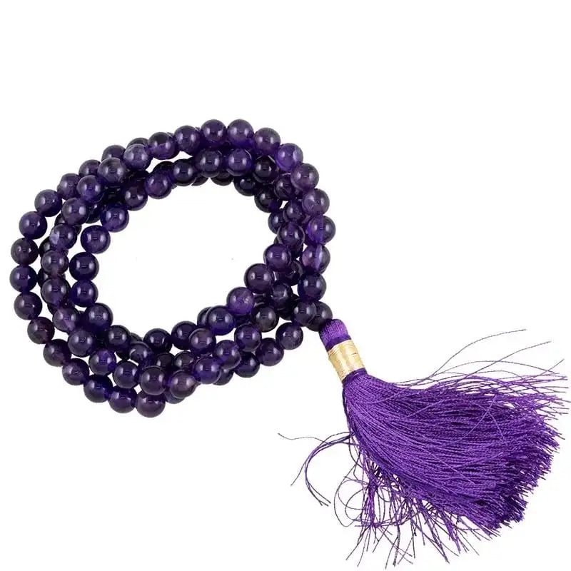 japa mala ametista viola con papalina