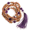 japa mala rudraksha e ametista con papalina viola